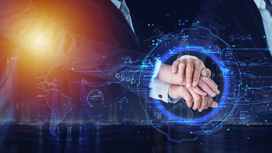 企业法人概念中的商人联手照片