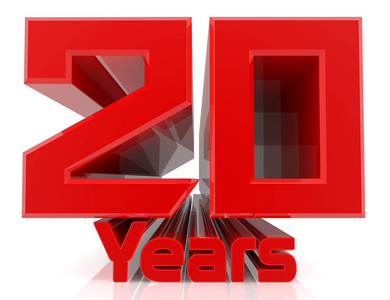3d 20年白底字3d渲染照片