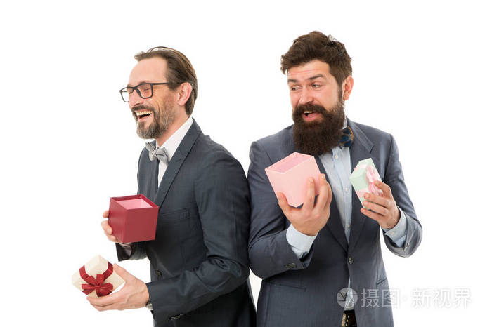 男士经典套装可携带礼品.商务人士庆祝节日.交换礼物.公司派对概念.