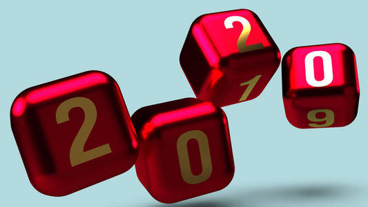 2020金色方块数字红色金属色3d渲染ne照片