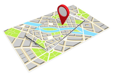 3d智能手机,地图定位概念照片