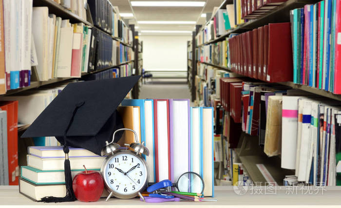  books in library for education concept