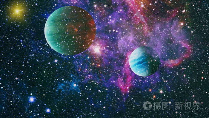 宇宙星系背景有星云星尘和明亮的恒星抽象多彩的宇宙星云夜空星空彩虹