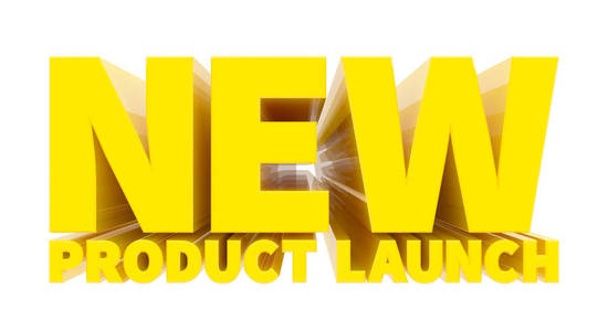 新品发布白底黄字插画3d渲染照片