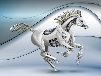 机械零件的亮马机器人网络朋克