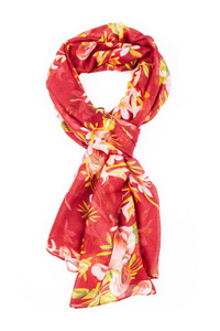 白底隔离红丝巾照片