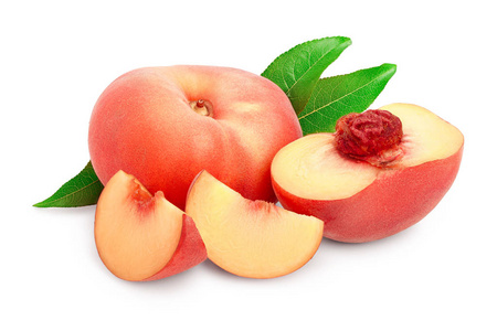 成熟的中国扁桃果实,半叶,白色背景照片