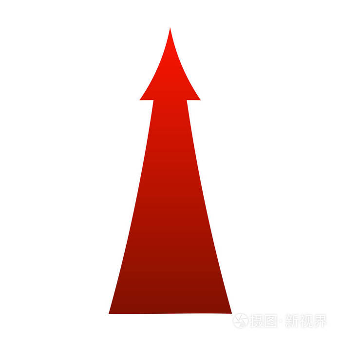 白色背景上独立的红色箭头向上标志图