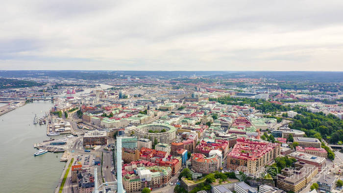 Gothenburg, Sweden. Panorama of the city and the river Goeta Elv