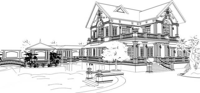 游泳线大型亚洲风格别墅,配有花园,游泳池和网球场.