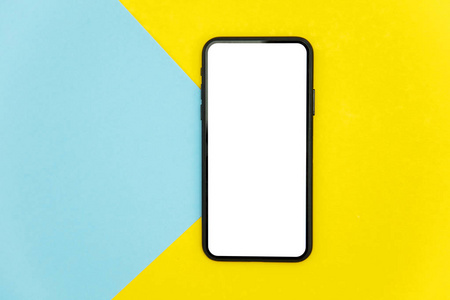 现代无框智能手机屏幕的前视图照片