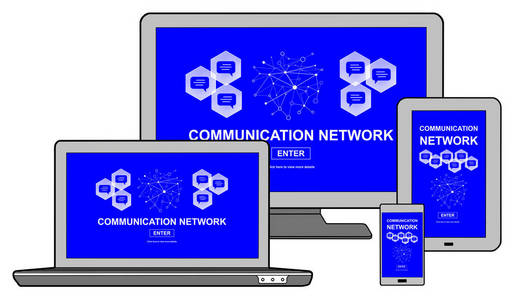 不同设备上的通信网络概念图片