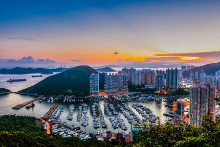 香港仔避风塘美丽的日落图片