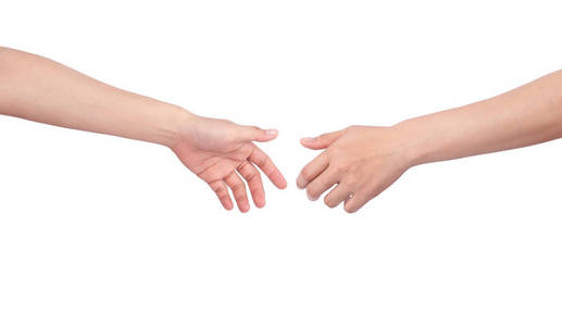 握手前两手分开,白色背景照片