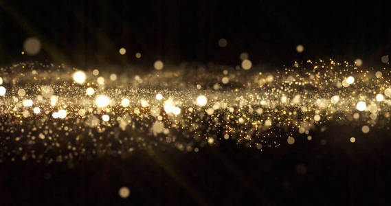 金光闪闪,微光颗粒背景,闪闪发光的金色波浪带着闪闪发光的尘埃光.