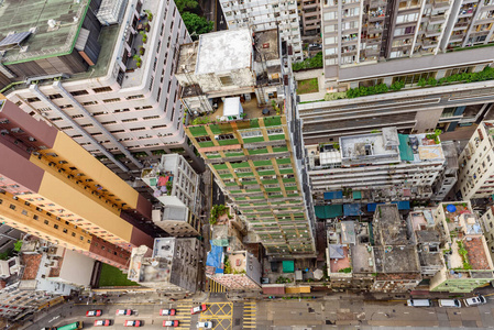 中国香港高耸摩天楼鸟瞰鸟瞰图图片