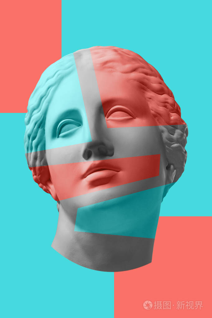 当代艺术概念拼贴与古董头像超现实风格现代不寻常的艺术