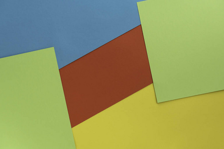 几何彩色空白蓝红绿三色纸背景.几何图形形状.抽象几何平面构图.