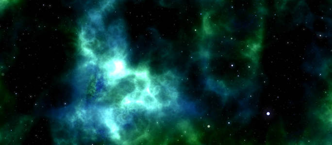 星空与蓝绿宇宙空间的星际旅行图片