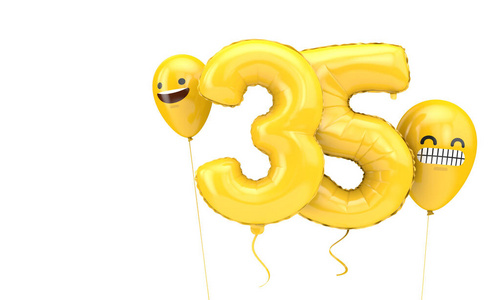 35号生日球龙带表情脸气球.三维渲染照片