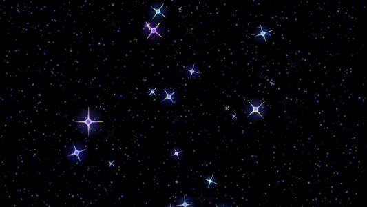 黑色点点闪烁的星星,繁星点点的天空,在黑色的背景下出现和消失照片