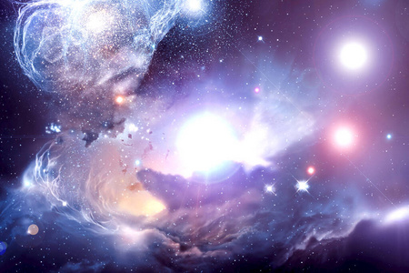 一个美丽的星系,有星星,星云和辉光.