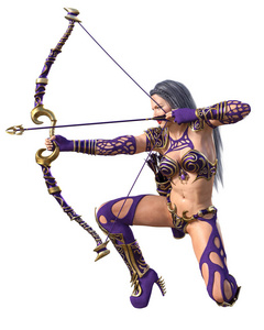 侵略亚马逊战士亚马逊弓箭手妇女与弓.照片