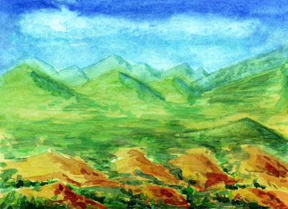 手绘欧洲风景.自然背景的绘画插图.非常适合做横幅,海报,墙纸照片