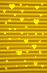 黄色瓦楞纸板和白色心形背景和纹理插画