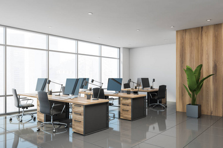 白色和木质开放空间办公室角落图片