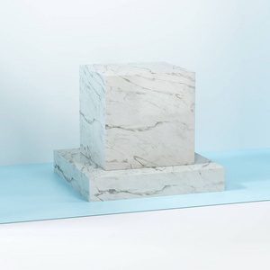 方形平台,纯色背景,3d渲染.照片