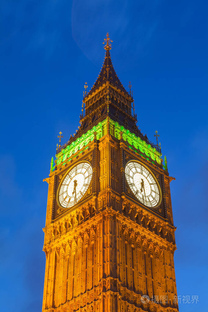 英国伦敦的大本钟和国会大厦