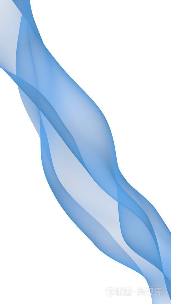 抽象的蓝色波浪蓝领巾白底亮蓝丝带抽象烟雾光栅空气背景垂直图像方向