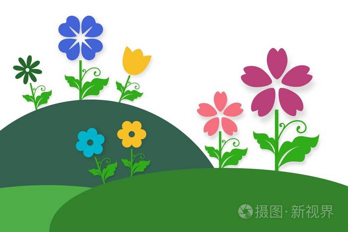 开花 植物 招呼 框架 卡通 生日 花的 要素 季节 自然