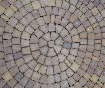 圆形铺路板的背景纹理铺路板.铺路彩色人行道瓷砖纹理.