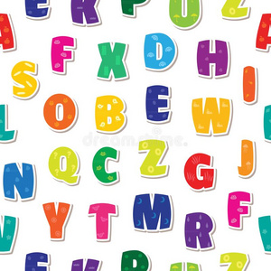 无缝的背景文学小孩字母表富有色彩的彩虹