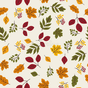 无缝的矢量秋模式和红色的和桔子浆果和英语字母表的第12个字母