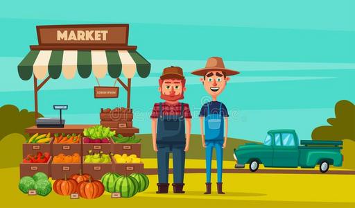 贩卖蔬菜.漫画vectograp矢量图照片