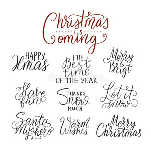 愉快的圣诞节字体凸版印刷术.书法文本设计