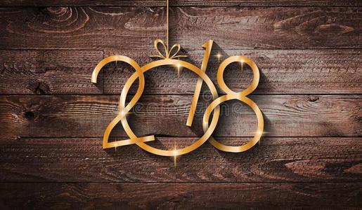 2018幸福的新的年季节的背景和真的木材绿色的钉