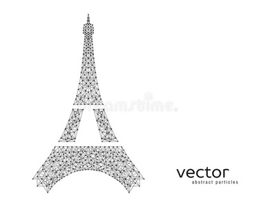 抽象的矢量说明关于Eiffel语言塔.