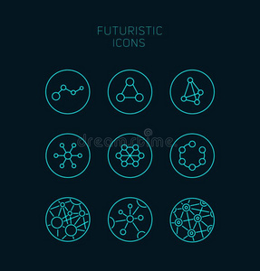 收集关于抽象的矢量未来的偶像.