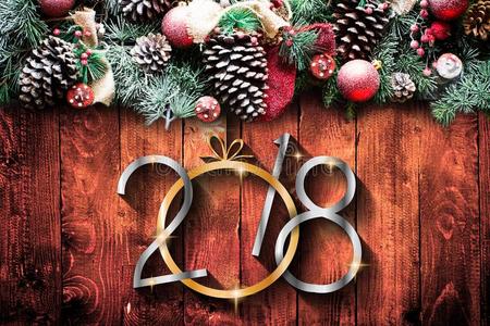 2018幸福的新的年和愉快的圣诞节框架和雪和rightearvantage右耳优势