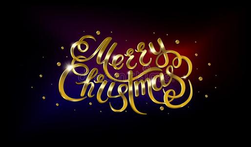 金色的文本向黑的背景.愉快的圣诞节和幸福的新的英语字母表的第25个字母