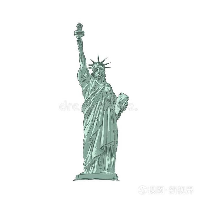 雕像关于自由.雕刻从指已提到的人统一的国家关于美洲.
