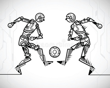 机器人踢足球 简笔画图片