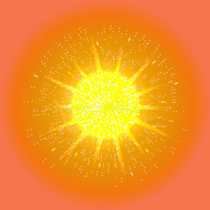 桔子从云隙射下的阳光背景矢量黄色的太阳和微量和发光
