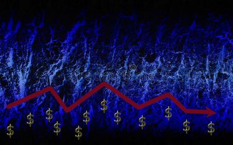 美元图表向一蓝色b一ckground