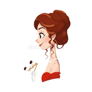 侧面关于一女孩采用红色的照片