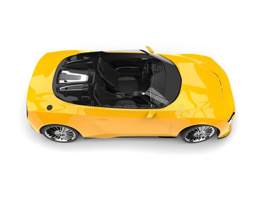 太阳黄色的现代的可改变的有关运动的汽车顶面看法